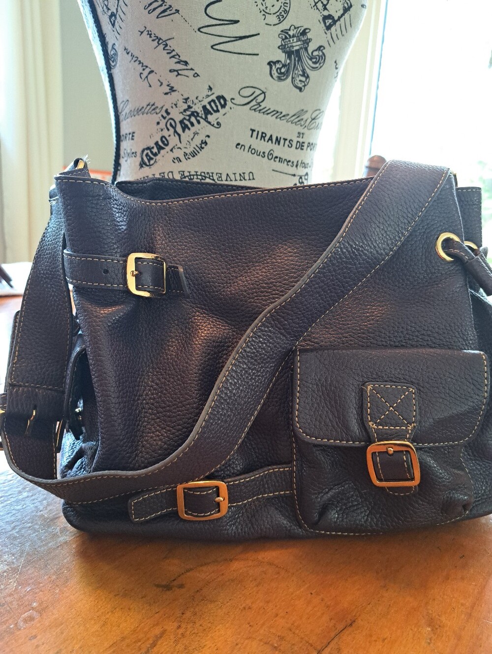 MAXX New York Shoulder Purse in Purple Pebbled Leather